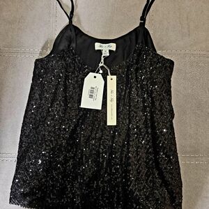 She + Sky Black Sequin Camisole